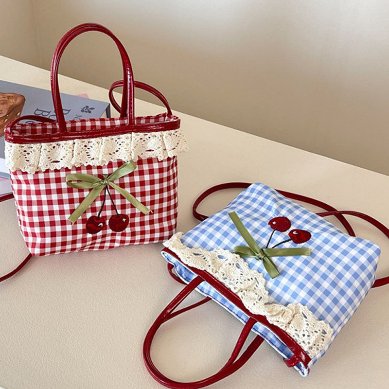 Luxury Bags For Women Brands - レディースショルダーバッグ韓国チェック柄ポルカクロスボディバッグドットボウかわいい甘い多用途新しいハンドバッグ高級ブランド高品質