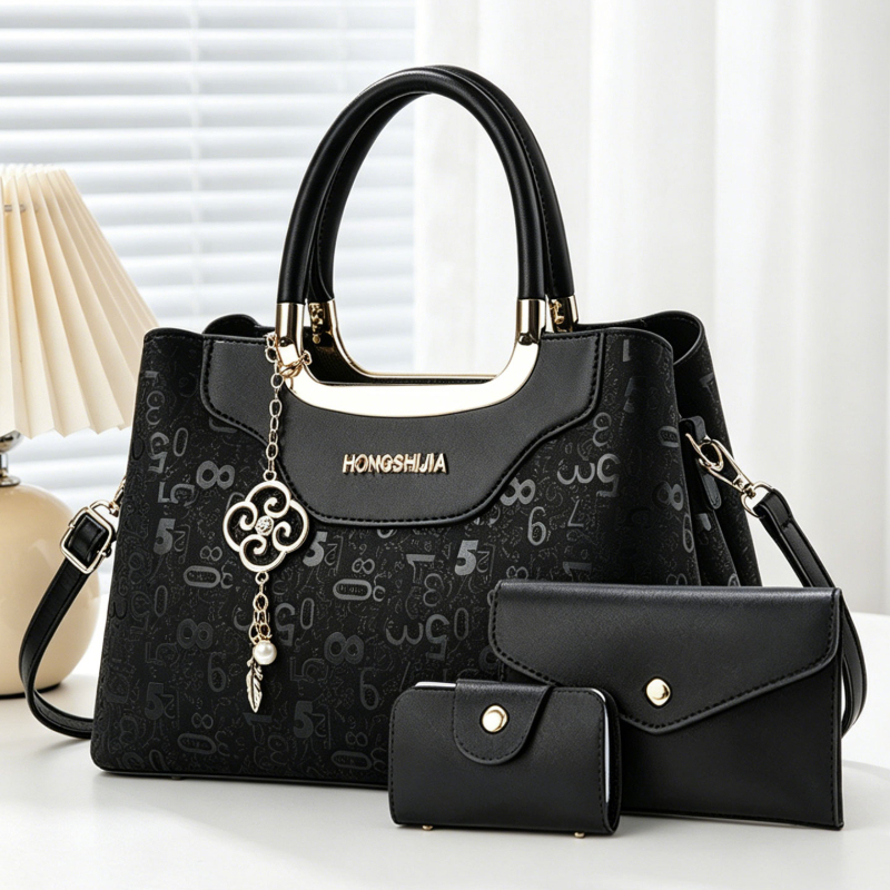 Luxury Bags For You - 3ピースファッションレディースハンドバッグセット、女性用ライトラグジュアリーデジタルプリントクロスボディバッグ、大容量マルチポケットショルダーバッグ