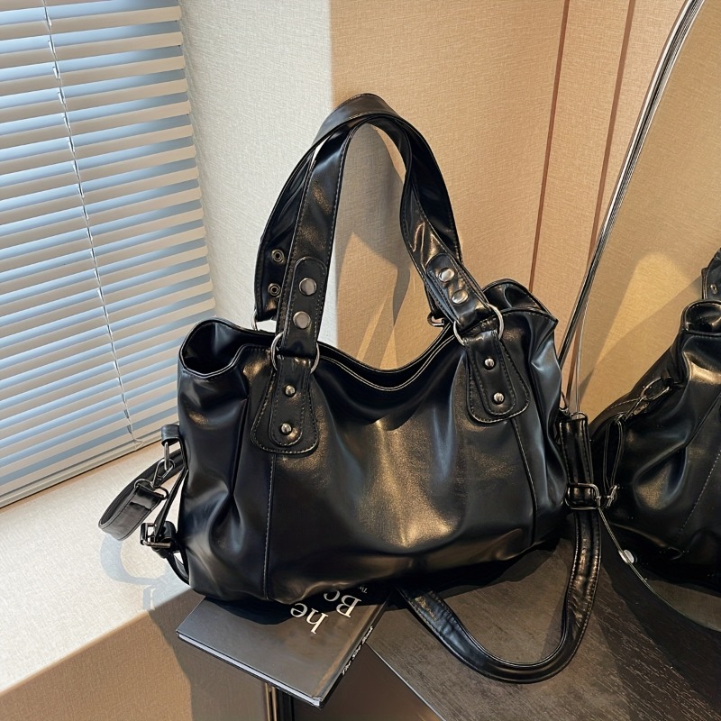 Luxury Bags Vip - 大容量のヴィンテージレザーハンドバッグ、ジッパー開閉、クロスボディトートバッグ、ファッション多用途、通勤に最適