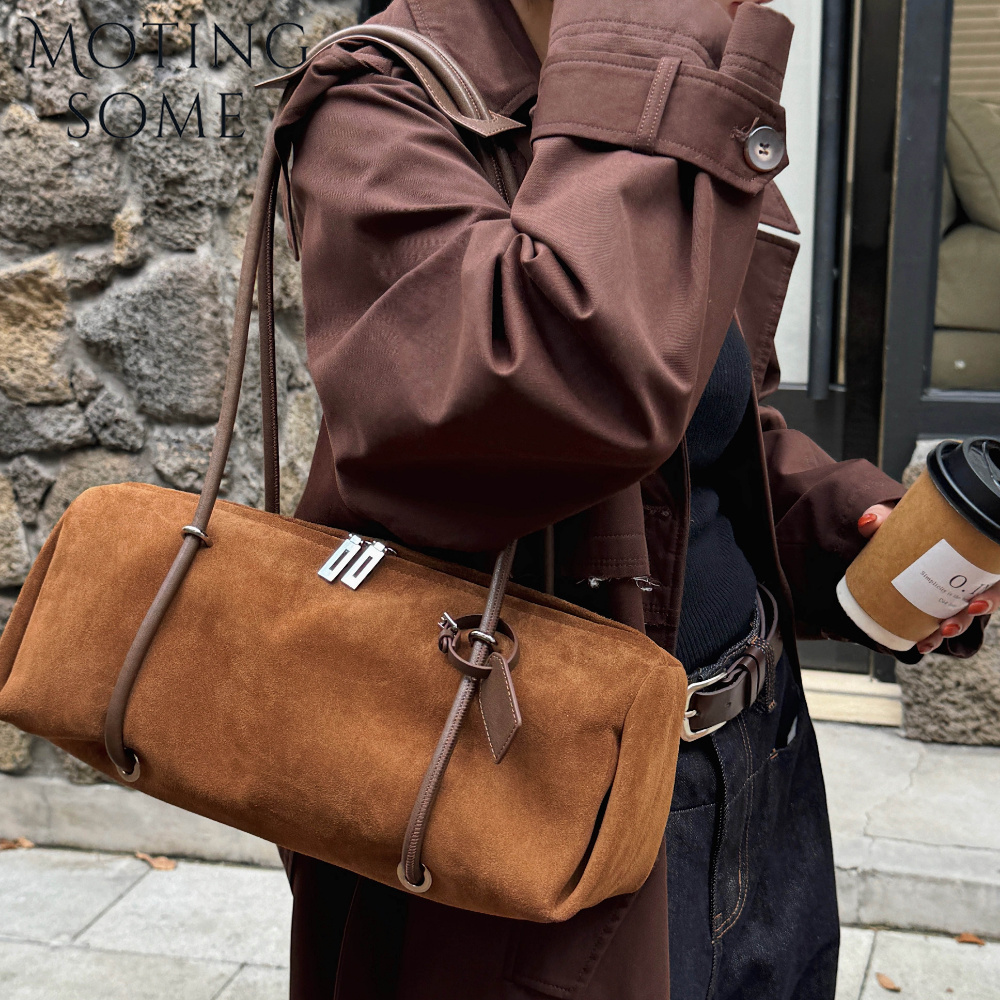 Luxury Bags Vip - Motingsome ソフトナチュラルスエード冬バッグ女性ショルダーハンドバッグ高級デザイナーバッグ枕財布マットレザー 2026 新作