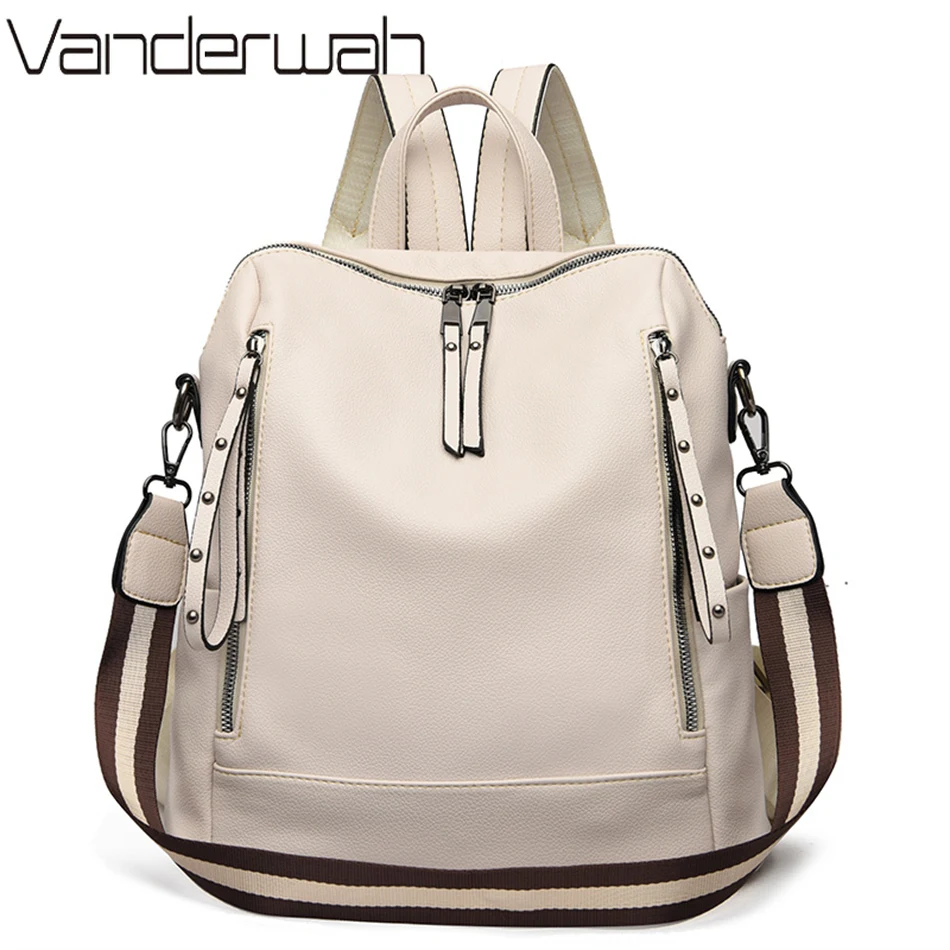 Luxury Bags For Women Brands - デラックスブランドのソフトレザーバックパック,防水,プレッピースタイル,多機能,若い学生向け