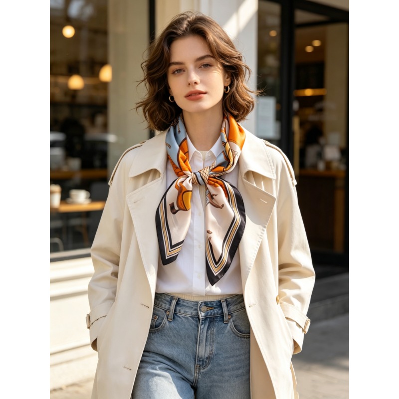 Luxury Bags In China - 高級 100% マルベリーシルク スクエアスカーフ 70cm レトロブロック馬柄ネックラップヘッドスカーフバッグ装飾レディース旅行ホリデープレゼント