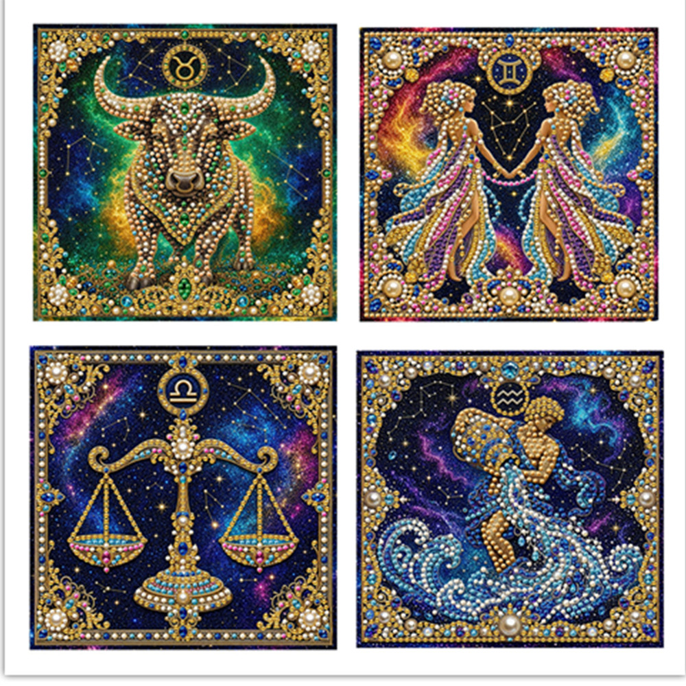 Luxury Bags Europe - 5Dパールダイヤモンドペインティングキット 12星座 ラグジュアリージェムクリスタルモザイクアート DIY刺繍 ホームデコレーション フレーム付き