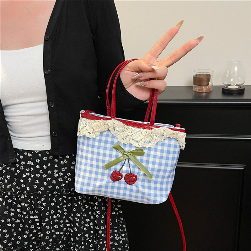 Luxury Bags For Women Brands - 女性の新しいハンドバッグ韓国チェック柄水玉模様のリボンかわいい甘い多用途ショルダーバッグ高級ブランド高品質クロスボディバッグ