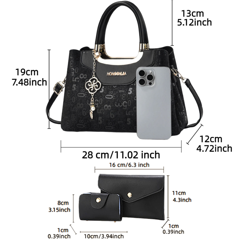 3ピースファッションレディースハンドバッグセット、女性用ライ - Luxury Bags For You のレビューと価格