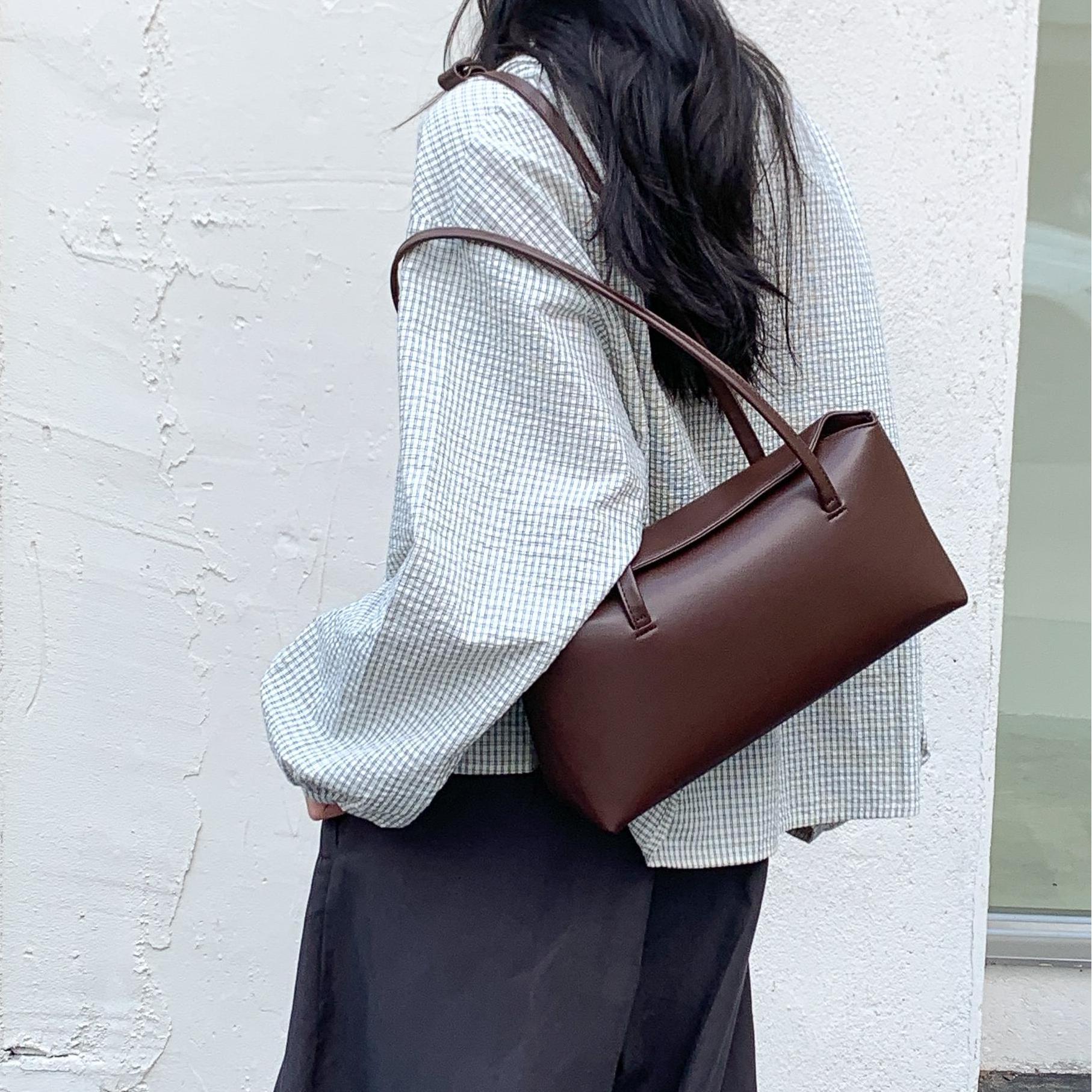 韓国製シンプルPUレザーショルダーバッグ、女性用ハンドバッグ - Luxury Bags Korea のレビューと価格