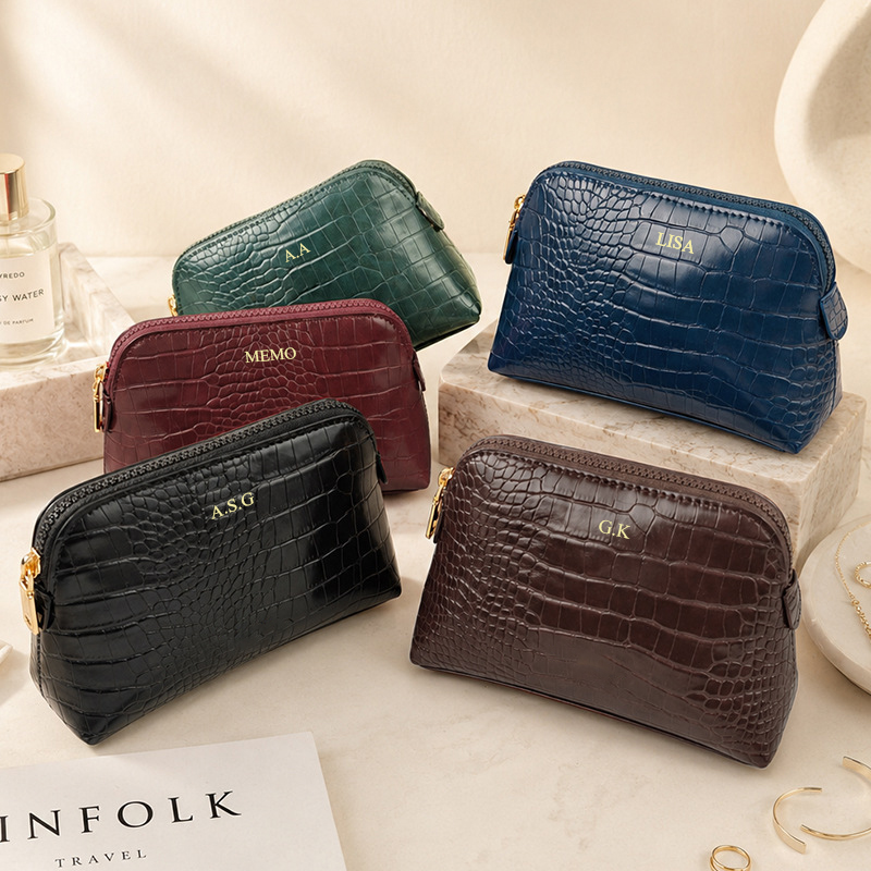 高級クロコダイルレザー柄コスメティックバッグ ジップ付き カ - Luxury Ziploc Bags のレビューと価格