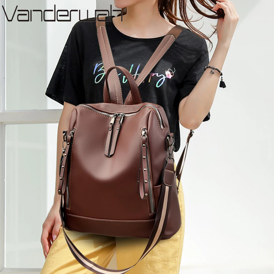 デラックスブランドのソフトレザーバックパック,防水,プレッピ - Luxury Bags For Women Brands のレビューと価格