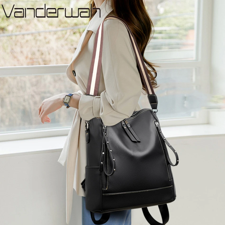 デラックスブランドのソフトレザーバックパック,防水,プレッピ - Luxury Bags For Women Brands のレビューと価格