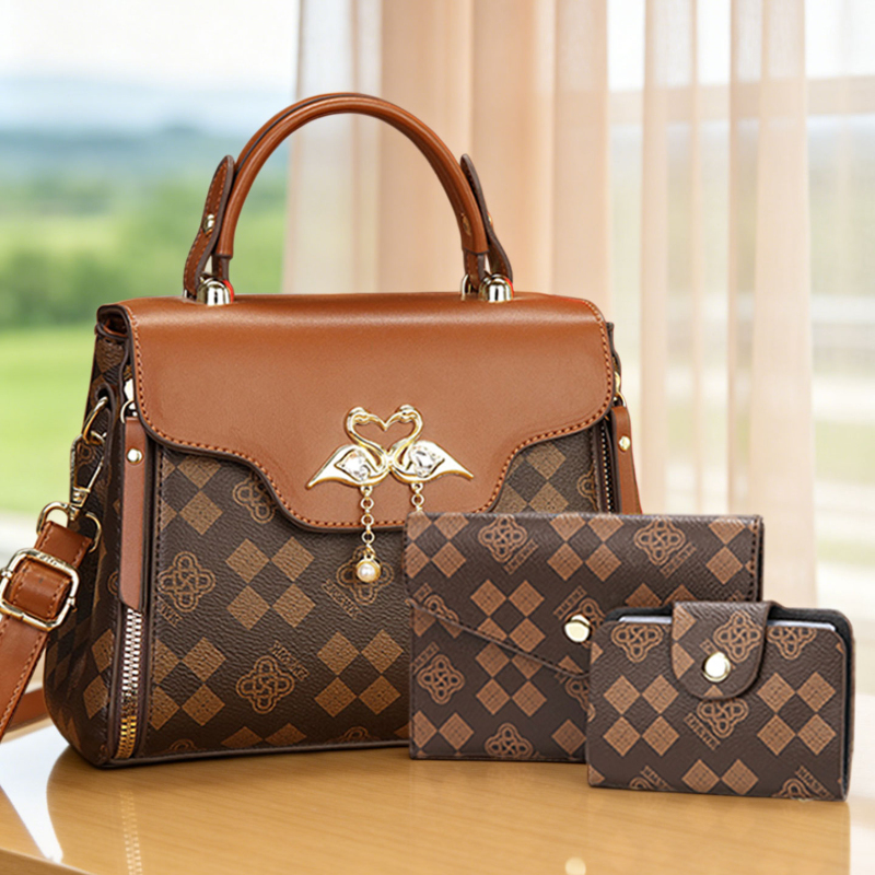 3ピース女性用バッグセット、軽量高級プリント柄女性用クロスボ - Luxury Bags For You のレビューと価格